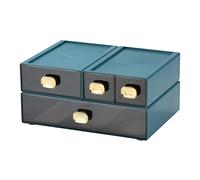 Spaziosi cassetti da scrivania, organizer da scrivania impilabile, scatola portaoggetti in plastica per ufficio, scuola e casa (4 cassetti misti, blu)