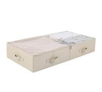 Spaziosi contenitori con coperchio trasparente per sotto-letto, per scarpe, coperte, lenzuola organizzate, facili da montare, beige