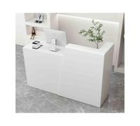 Spazioso banco reception con cassetto chiudibile a chiave, moderno tavolo per receptionist design bicolore elegante finitura bianca perfetto per scrivanie da ufficio (80 cm)