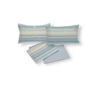 SpazioTessile Completo Letto Lenzuola o Federe Fantasia Rigata Scia 100% Cotone (Azzurro, Matrimoniale 160x200)