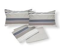 SpazioTessile Completo Letto Lenzuola o Federe Fantasia Rigata Scia 100% Cotone (Grigio, Matrimoniale 160x200)