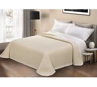SpazioTessile Coperta Invernale 100% Pura Lana Matrimoniale 600 Grammi Mq Col Panna Dea