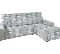 SpazioTessile Copridivano Penisola Trapuntato Morbida Microfibra Reversibile Shabby Cuori (Grigio, 2 Posti)
