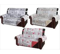 SpazioTessile Copridivano Trapuntato Cuori Shabby Reversibile Morbida Microfibra (Grigio, 3 Posti seduta 170 cm + braccioli)