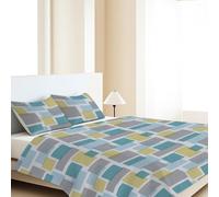 SpazioTessile Copriletti Leggeri Estivi Fantasia Tessuto Piquet 100% Cotone (Square Azzurro, Piazza e Mezza 220x270)