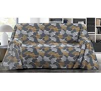SpazioTessile Copritutto Arredatutto Telo arredo Copridivano Copriletto Ginko Letto Divano 100% Puro Cotone Misure Maxi (Piombo Giallo, 280x300)
