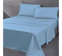 SpazioTessile - Lenzuola Matrimoniali Invernali 100% Caldo Cotone, Completo Lenzuola di Flanella Lenzuolo Sopra 270x295, Lenzuolo Sotto Teso Senza Elastico 270x295 H25, 2 Federe 50x80 (Celeste)