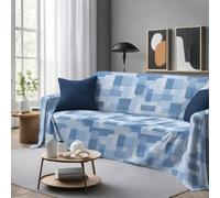 SpazioTessile Maxi Telo Arredo Copritutto Copridivano Grandi Dimensioni Brick Arancio Beige o Azzurro Letto Divano (Azzurro, 220x300)