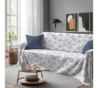 SpazioTessile Maxi Telo Arredo Copritutto Copridivano Grandi Dimensioni Fiorellini Petalo Azzurro o Verde Letto Divano (Azzurro, 280x300)