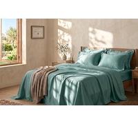 SpazioTessile Parure Lenzuola Sopra e Federe Raso 60 di Cotone Lux Maxi (Verde, Matrimoniale 250x300)
