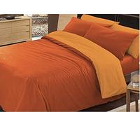 SpazioTessile Sacco Copri Trapunta o Federe 100% Cotone Bicolore Doubleface (Arancio Ocra, Matrimoniale)