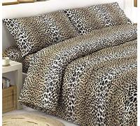 SpazioTessile Sacco Parure o Completo Copripiumino o Copritrapunta 100% Cotone Maculato Leopardo at (sacco,federe e sotto con angoli matrimoniale)