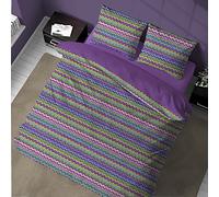 SpazioTessile Sacco Parure o Completo Copripiumino o Copritrapunta 100% Cotone Zig Zag Bahia Blu Lilla at (Lilla, copritrapunta singolo)