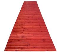 SpazioTessile Tappeto Cucina Stuoia Passatoia Gommata Bamboo Naturale Antiscivolo 9Misure tinta unita rm (Rosso, 2 sottopiatto 35x50)