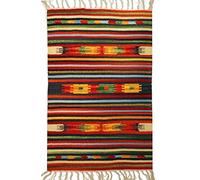 SpazioTessile - Tappeto Salotto, Cucina, Camera da Letto, Soggiorno, Ingresso Interno 100% Cotone Kilim, Stuoia Etnica Indiana Pelo Corto e Frange, Lavabile in Lavatrice -140x200cm, Disegno A