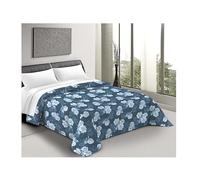 SpazioTessile - Trapunta Invernale Letto Singolo Made in Italy da 300gr/m², Piumone Caldo per i Mesi Freddi 160x260 Fantasia Matilda Floreale, Tessuto Anallergico in Microfibra (Blu)