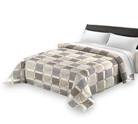 SpazioTessile - Trapunta Invernale Letto Singolo Made in Italy da 300gr/m², Piumone Caldo per i Mesi Freddi 160x260 Fantasia Toronto Quadri, Tessuto Anallergico in Microfibra (Beige)