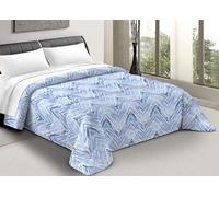 SpazioTessile - Trapunta Invernale Matrimoniale Made in Italy da 300gr/m², Piumone Caldo per i Mesi Freddi 260x260 Fantasia ZigZag, Tessuto Anallergico in Microfibra (Zaira Blu)