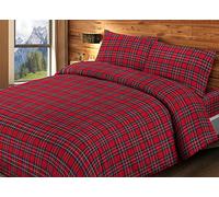 SpazioTessile Trapunta Piumone Invernale o Federe Scozzese Kilt Rosso Beige Tessuto 100% Cotone (Rosso, Piazza e Mezza)