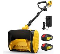 Spazzaneve a batteria con due batterie 3 Ah e caricabatterie, larghezza di lavoro 28 cm, altezza neve 15 cm, distanza di espulsione 8 m e altezza di espulsione 1,6 m, canale di espulsione regolabile a