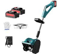 Spazzaneve da Esterno Ricaricabile con Pala da Neve a Batteria, 93-125 Cm, con Asta Telescopica, 21 V, Spazzaneve Elettrico per Patio, Fattoria blue