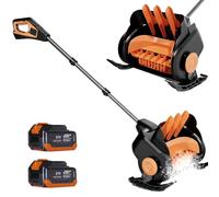 Spazzaneve elettrico, pala da neve a batteria con 2 batterie, profondità 15,2 cm, larghezza 40,6 cm, distanza di proiezione di 10,1 m, 3 velocità, display di alimentazione a schermo LED, portatile a