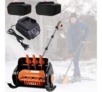 Spazzaneve elettrico, senza fili, con 2 batterie e manico regolabile, leggero rimozione della neve per cortili, giardini, sentieri