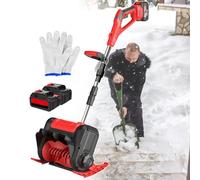 Spazzaneve elettrico, spazzaneve portatile con asta in lega di alluminio, design pieghevole, regolazione del soffiaggio a 3 vie, larghezza di pulizia 30 cm per cortile e proprietà