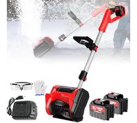 Spazzaneve Senza Fili da 1200 W,Spazzaneve Elettrico Portatile, Asta telescopica da 93-125 cm,Distanza di Lancio di 8 m,con 2 batterie Rimovibili e 1 Caricabatterie,per Patio,Fattoria