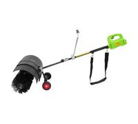 Spazzatrice a batteria 2 in 1 e soffiatore per foglie, combinazione manuale con rulli e ruote di stabilizzazione: ritorna foglie, polveri sottili e neve per cortile, vialetto e officina (senza