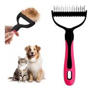 Spazzola 2 in 1 a doppia faccia per rimuovere i grovigli del cane, per la toelettatura di piccoli, medi e grandi, per rimuovere i grovigli di gatti (rosso)