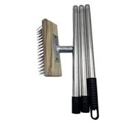 Spazzola a filo in acciaio inossidabile, spazzola a setole in filo di acciaio, 150 cm, manico lungo e setole rigide per uso intensivo per pavimento terrazzo, barca, esterno, barca, bagno, schiuma