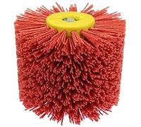 Spazzola a filo rotante in acciaio, Spazzola a tamburo for lucidatura in nylon con abrasivo in ossido di alluminio for mobili in legno, rossa, 120x100x19 mm