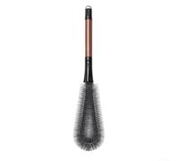 Spazzola a forma di L con manico lungo per bottiglie d'acqua, design a doppia testa, raggiunge gli angoli dei barattoli, bicchieri, teiere, 36 cm, color noce