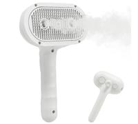 Spazzola a spruzzo, massaggiatore per toelettatura, 19 x 10 x 6 cm, pettine ergonomico a vapore con vaporizzatore per animali domestici, strumento multifunzionale per cani e gatti, rosa, bianco