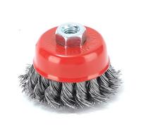 Spazzola A Tazza Resistente Con Filo Annodato A Torsione Parziale, Struttura In Acciaio Al Carbonio, Diametro Del Filo 0,02", Foro Filettato 5/8"-11, 6000 Giri/min(4in)