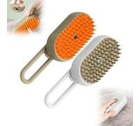 Spazzola a vapore 3 in 1 per cani e gatti, pettine per toelettatura a vapore per animali domestici, multifunzione, in silicone, spazzola a vapore per eliminare i peli sciolti (A-bianco+caffè chiaro)