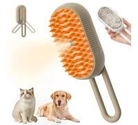 Spazzola a vapore 4 in 1 per gatti con vapore, pettine per toelettatura per animali domestici, per peli lunghi e corti, per gatti e cani (Kaki, per capelli corti)