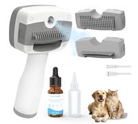 Spazzola a vapore 5 in 1 per cani e gatti, spazzola a vapore autopulente per cani e gatti, con 3 testine intercambiabili (toelettatura, sgrassatura, deshedding), pettine per la rimozione dei peli del