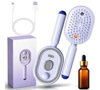 Spazzola a Vapore Capelli 2026, Pettine Massaggiante Elettrico con Spray e Olio,Piastra Anticrespo Ricaricabile 3 in 1 per Capelli Spessi Ricci Mossi Lisci,Misurino Incluso,Uso Casa e Viaggio (Viola)