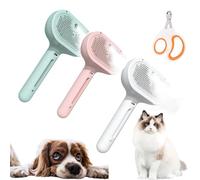 Spazzola a vapore con ciondolo a forma di labrador, spazzola per la toelettatura degli animali domestici, pettine con serbatoio dell'acqua e pulsante di rilascio per spargere peli opachi (3 pezzi)