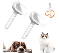 Spazzola a vapore con ciondolo a forma di labrador, spazzola per la toelettatura degli animali domestici, pettine con serbatoio dell'acqua e pulsante di rilascio per spargere peli opachi (2 pezzi)
