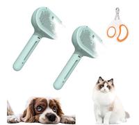 Spazzola a vapore con ciondolo a forma di labrador, spazzola per la toelettatura degli animali domestici, pettine con serbatoio dell'acqua e pulsante di rilascio per spargere peli opachi (2 pezzi,