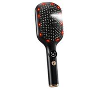 Spazzola a vapore per capelli Applicatore di olio per capelli 3 in 1 Nero | Luce rossa, massaggiatore del cuoio capelluto, districa i capelli lunghi, tutti i tipi di capelli