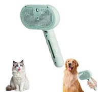 Spazzola a Vapore per Toelettatura Cani Groomsy, Spazzola a Vapore Spray per Cani Groomsy, 4-in-1 Cat Steam Brush,Pet Grooming Comb Remove Tangled Loose Hair (Verde)