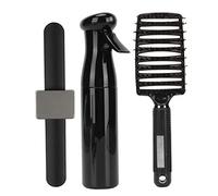 Spazzola a ventaglio curva per districare i capelli con flacone di spray per capelli, braccialetto magnetico e fermagli, spazzola per asciugatura ad aria calda che disperde il calo (Nera)