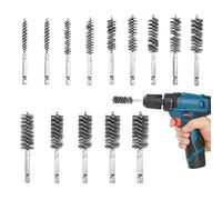 spazzola acciaio 14Pcs,varie dimensioni di spazzole per trapanoin acciaio inox,spazzola metallica cilindriche con doppio filo ritorto,kit di spazzola per trapano per lucidare,smerigliare,sbavare