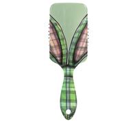 Spazzola antistatica per capelli bagnati con orecchie da coniglietto verde Plaid Orecchio Piede Pasqua antistatico Progettato massaggio del cuoio capelluto per la crescita dei capelli con manico