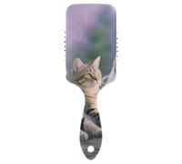 Spazzola antistatica per gatti viola lavanda per massaggio fine Progettato per capelli spessi con manico ergonomico cepillo para definir rizos