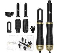 Spazzola Asciugacapelli 6 in 1, Airstyler & Phon Professionale con Arricciacapelli Automatico, Spazzola Lisciante per Capelli, Thermal Brush, Multistyler Regali Set per Donne Styling - Nero